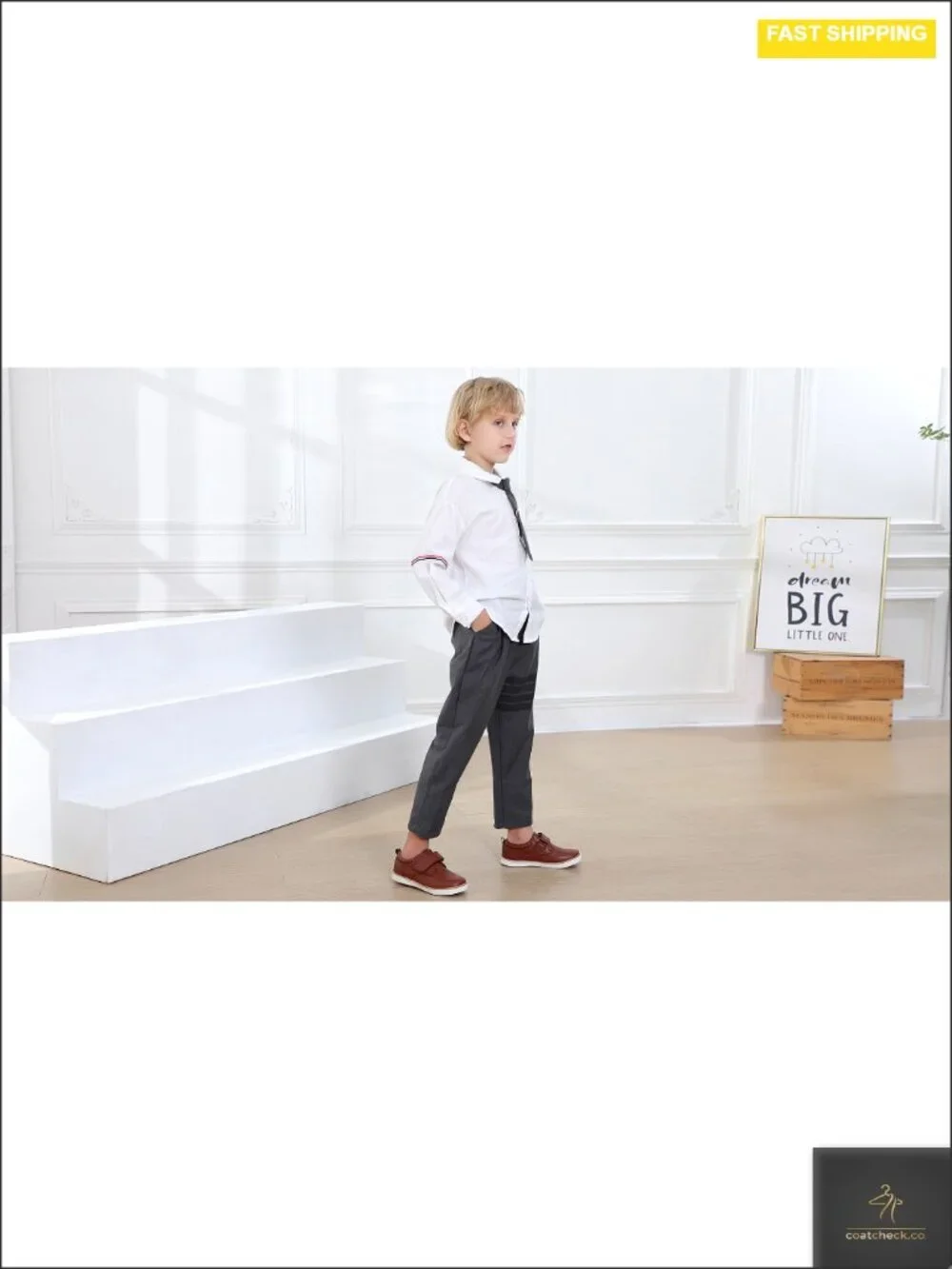 Boys Loafers Hook and Loop School Uniform Dress Shoes Casual Oxford Shoes
